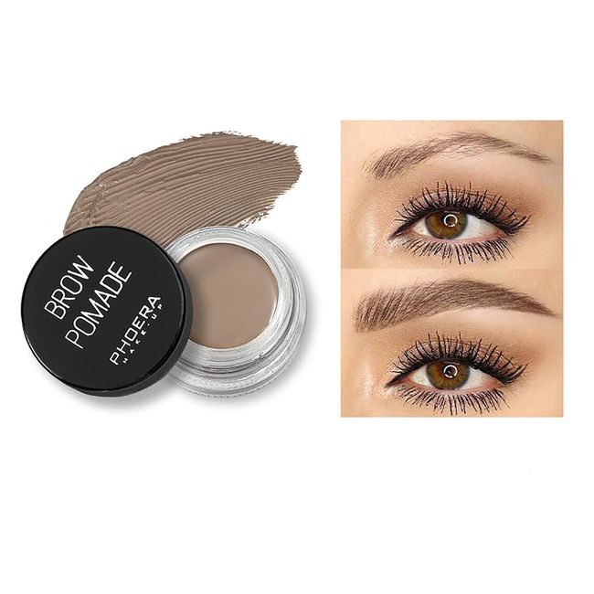 PHOERA Eyebrow Gel,Eyebrow Brow Pomade Professional Makeup Tinted Eyebrow,24 Hours Long Lasting,Lightweight,Waterproof,Smudge-Proof,Transfer-Proof,Sweat Resistant Brow Cream(2#Taupe)