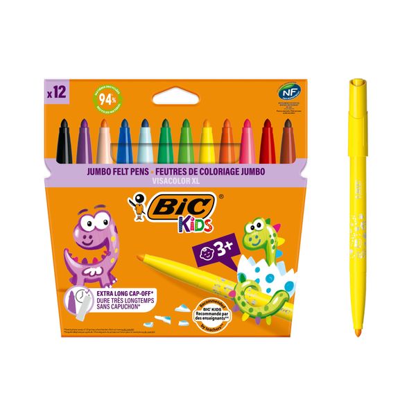 BIC Kids Visacolor XL ECOlutions Colouring Pens,black,12 Pack