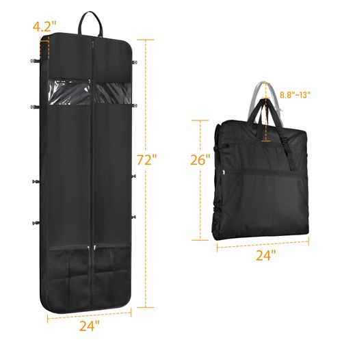 Zilink Wedding Dress Garment Bag 72" Dress Bags for Gowns Long Trifold Bridal Dress Bag with Accessory Pockets and Adjustable Buckles for Wedding dress, Prom Evening Gown [Upgraded Version]