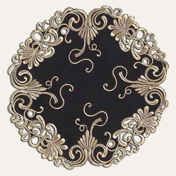 Black Gold Table Doilies - Chantelle Collection - Doilies / Set of 4