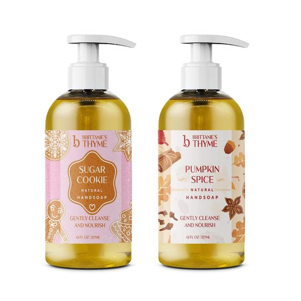 Brittanie's Thyme Fall Natural Olive Oil Liquid Hand Soap | Vitamin E to Replenish Moisture and Nourish Skin (Pumpkin Spice/Sugar Cookie)