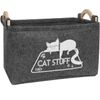 Cat Toy Box, Storage Basket with Handles, Felt Pet Small, Grey