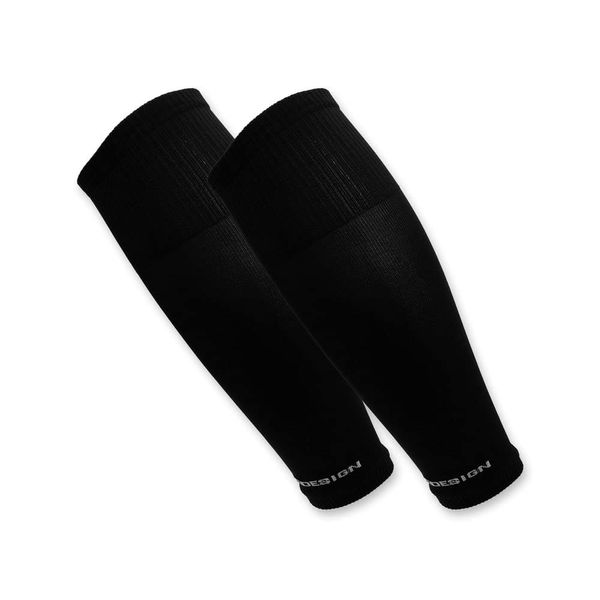 Tapedesign - "TUBES 1 Pair of Football Sleeves (Footless) in Black for Men, Women & Youth (Size 5-14) - Soccer Leg & Calf Socks for Shin Guards - Adults & Kids Long Shin Guard Cover (OneSize)