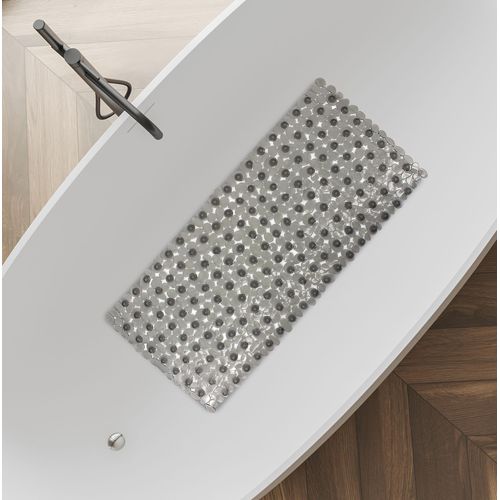 Splash Home Rocks Bathtub Mat Non-Slip, Extra-Long Shower Mat with 167 Suction Cups Bath Mat for Tub, 36 L x 17 W Inches PVC - Grey