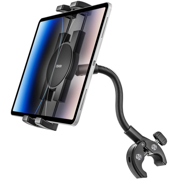 EXSHOW Spinning Bike Tablet Halterung - [Schwanenhals] Fahrrad/Motorrad/Heimtrainer/Kinderwagen/Mikrofonständer/Rollstuhl, für iPad Pro Air Mini, Smartphone, Sumsung Tab und 4,7-13 Zoll Geräte