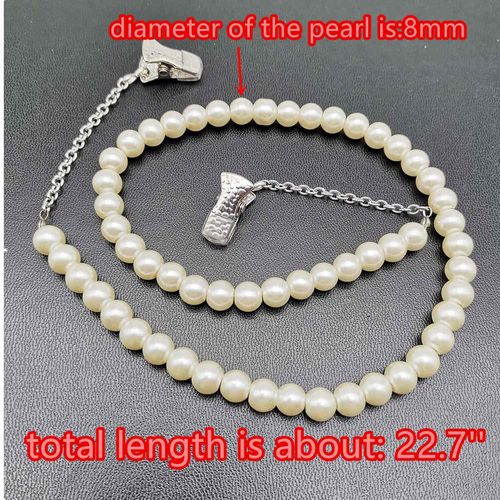 Faux Pearl Napkin Holder Clip Stainless Steel Chain Napkin Bib Holder Necklace-White