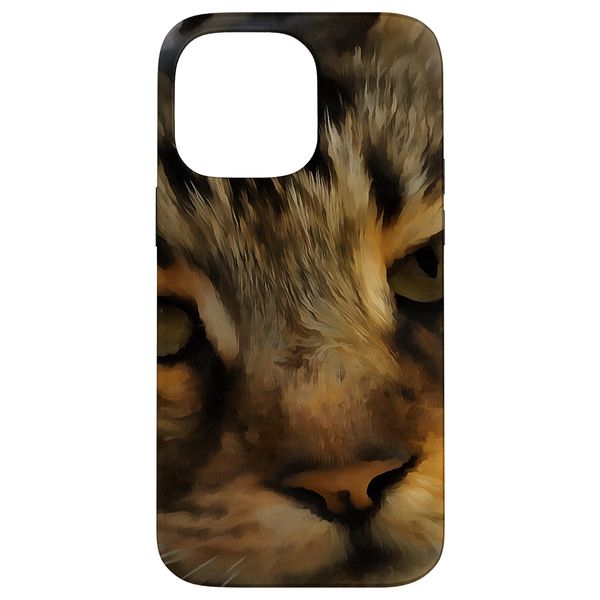 Long Haired Tabby Cat Artistic Pet Portrait Case for iPhone 14 Pro Max