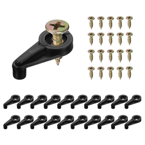 sourcing map 20Set Glass Retainer Clips Kit, 25mm Plastic Glass Cabinet Clips with Screws for Fixing 4mm Thick Glass Cabinet Doors Mirror, Black