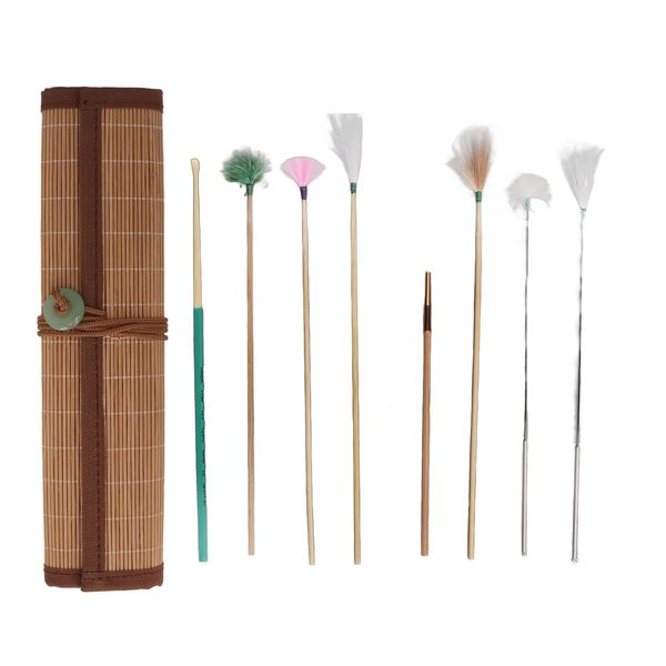 7pcs Ear Cleaning Tool Set with Bamboo Mat, Deep Cleaning Massage Relaxing Ear Pick Goose Feather Kit Ear Wax Removal Feather Set