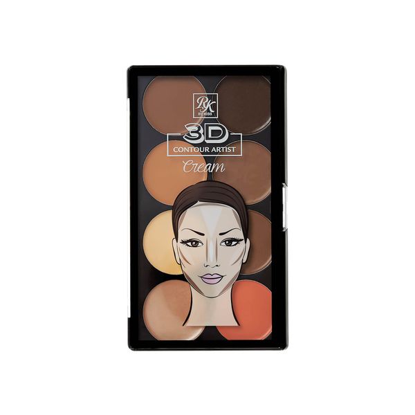 Ruby Kisses Flawless Finish with 3D Contour Cream Makeup Palette – Lightweight, Multi-Palette, Contouring Foundation, Creamy, Sculpt &Highlighting, Define Cheekbones (Dark Medium)