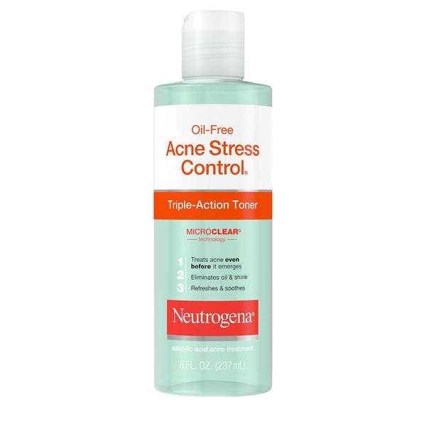 Oil-Free Acne-Fighting Stress Control Triple-Action Facial Toner, Soothing & Refreshing Face Toner with 2% Salicylic Acid Acne Medication, Green Tea, & Cucumber Extract, 8 fl. oz