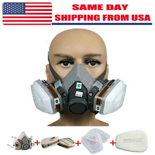 7in1 Half Face Gas Mask Facepiece Spray Painting Respirator Safety Suit For 6200