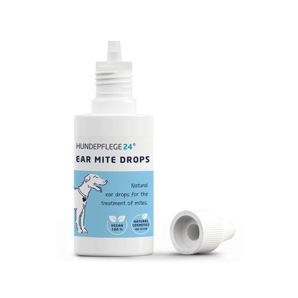 HUNDEPFLEGE24 ear drops for dogs & cats against ear mites, inflammation, ear mange, itching & discharge - 100% natural, effective immediate relief - dog ear drops for infection 50ml