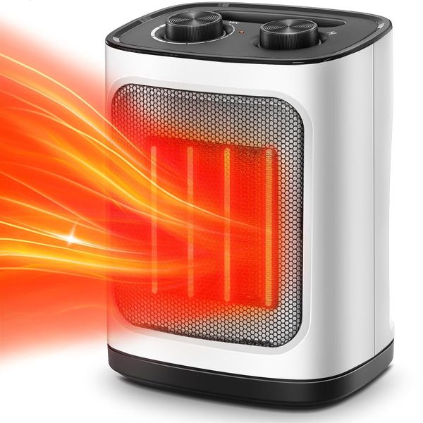 Kismile Portable Electric Space Heater, Small Ceramic Heater Fan with Thermos...