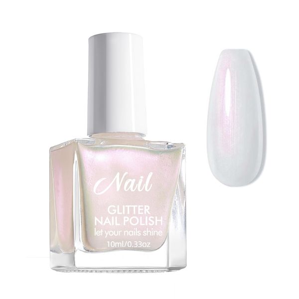 White Pearl Nail Polish Pearlescent White Nail Varnish Shimmer Mermaid Nail Polish Quick Dry Long-Lasting Breathable Nail Varnish Pearlescent Shell Pearl Pink Nail Polish for Nail Art Home