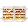 11oz Mobile Developer Mug - Funny Mobile Developer Gift, Humor Ceramic Coffee Mug Being A Mobile Developer Is Easy, Like Riding A Bike On Fire - Unique 11oz Cup for Mobile Developer Pros