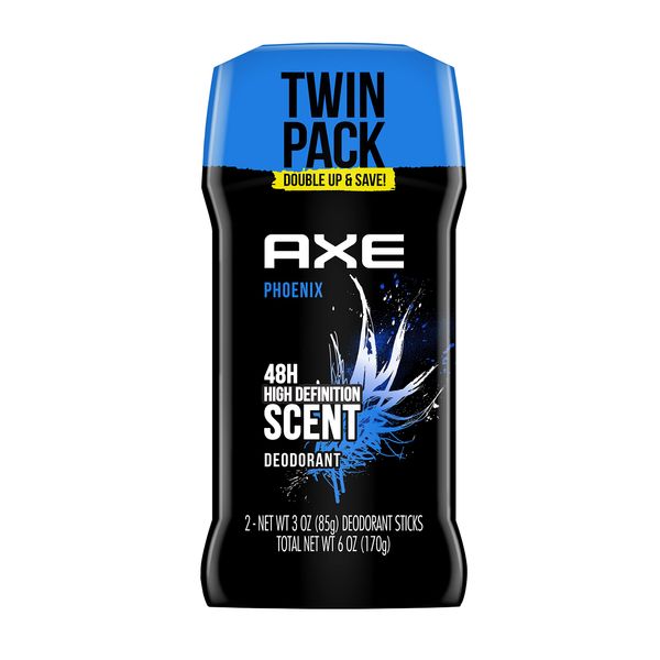 AXE Dual Action Deodorant Stick For Long Lasting Odor Protection, Phoenix Crushed Mint & Rosemary Men's Deo, Aluminum Free 3oz Twin Pack
