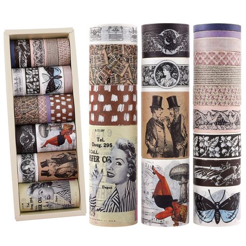NOGAMOGA 18 Rolls Aesthetic Washi Tape Set, 0.5/1/1.5/2/2.5/3/5/7 cm Wide Decorative Tapes for Scrapbook Supplies, Junk Journal, Bullet Journal, Planner, Gift Wrapping (Yellow)