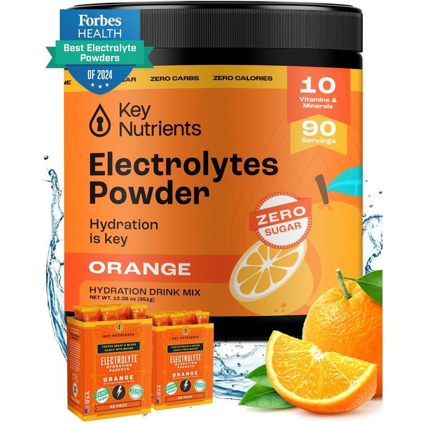 90 Servings Sugar Free Orange Electrolyte Powder Hydration Drink Mix