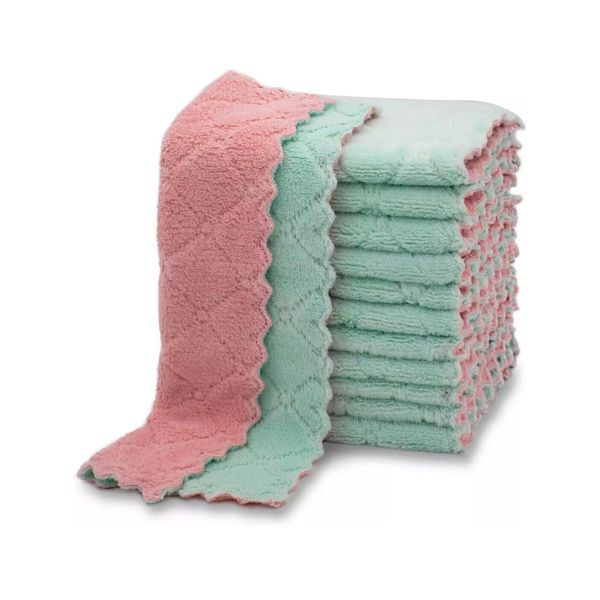 12 Pack Kitchen Cloth Dish Towels Premium Dishcloths Super Absorbent  SUPER SET