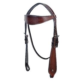 Western Dark Brownleather Tack Set of Headstall and Breast 