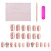 HappyHome Nail Tips, 3D Nails, False Nails, Round Tips, Nail Stickers, Set of 24, Double-Sided Tape, Wood Stick, Nail File Included (MJ149)