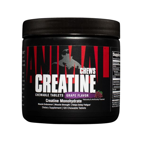 Animal Creatine Chews Tablets - Enhanced Creatine Monohydrate with AstraGin to Improve Absorption, Sea Salt for Added Pumps, Delicious and Convenient Chewable Tablets - Grape