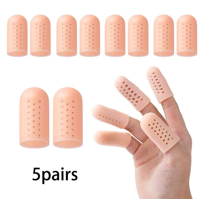 10PCS Gel Finger Protector Breathable Finger Cap Thumb Protector Toe Finger