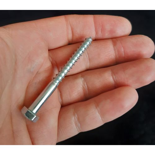 M6 Coach Screws Hex Head Width 10mm Half Thread Zinc Plated Steel Wood Screw Hexagon Lag Bolts Silver Long 6mm x 60mm (2.36" x 0.24") Box of 15 pcs