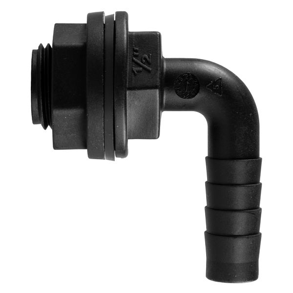 Water butt/rain barrel/water storage tank overflow hosetail elbow with nut & washer (1" bsp - 1" barb)