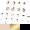 SINLOV 24pcs Nude Square Fake Toenails Glossy Golden stripe Press on Glitter False Toe Nails French Short Full Cover False Toenails Artificial Foot Nails for Women and Girls