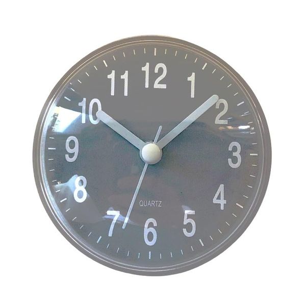 Watch, Bath, Waterproof Watch, Splashproof, Bath Clock, Bathroom Clock, Shower Clock, Bathtub, Compact, Bath Clock, Bathroom Suction Cup Type (Gray)