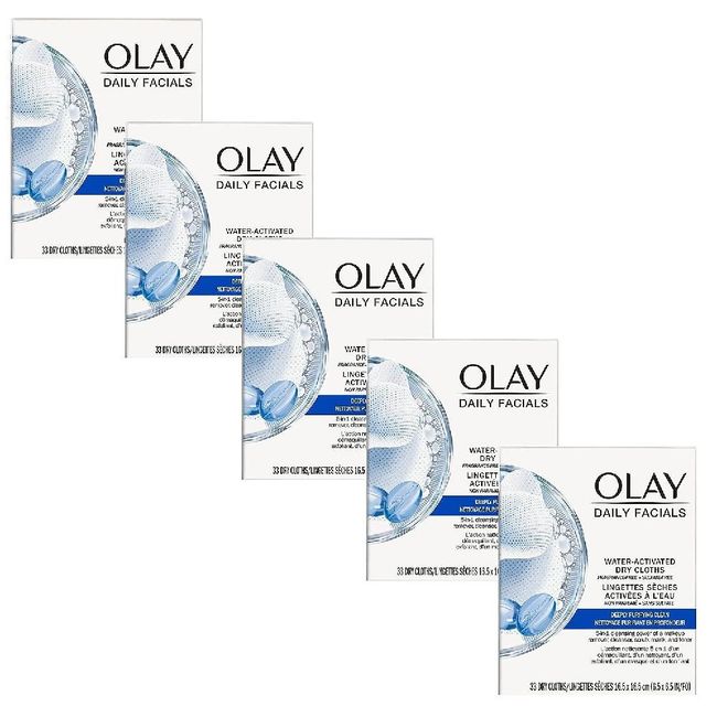 Moist Moisture Olay Daily Deep Clean 4-in-1 Water Activated Cleansing Face Cloth 33ct (5pcs)