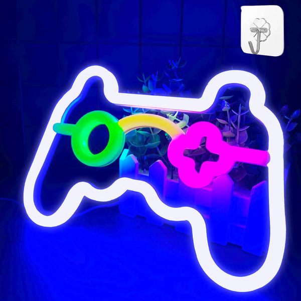 YIVIYAR Gaming Light Gaming Neon Signs LED Neon Wall Lights Neon Light Signs Gamer Gifts Neon Light for Gamer Game Neon Lights for Boys Game Gifts for Teen Boys Room Bar Bedroom Party Decoration