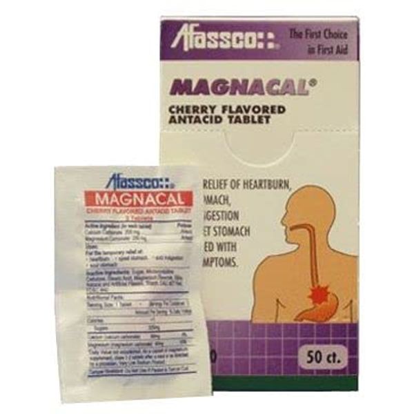 Afassco Magnacal Cherry Flavored 50 ct Antacid Tablets