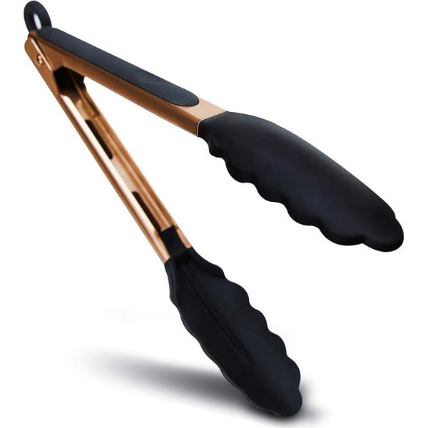 Cheffellow Kitchen Tongs Silicone Tongs Premium Rose Gold BBQ Tongs Perfect for Serving Salad Stainless Steel Made with Silicon Grips nonstick Cooking Tongs (9)