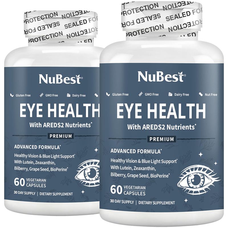 NuBest AREDS 2 Eye Vitamins Eye Health with Beta Carotene Carrot Powder ...