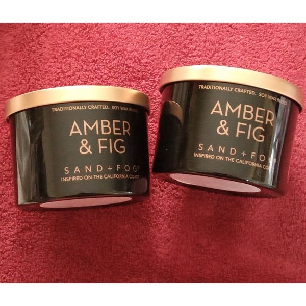 2-12 oz Sand + Fog Brand Candle  AMBER & FIG 2 Wick Scent Candles