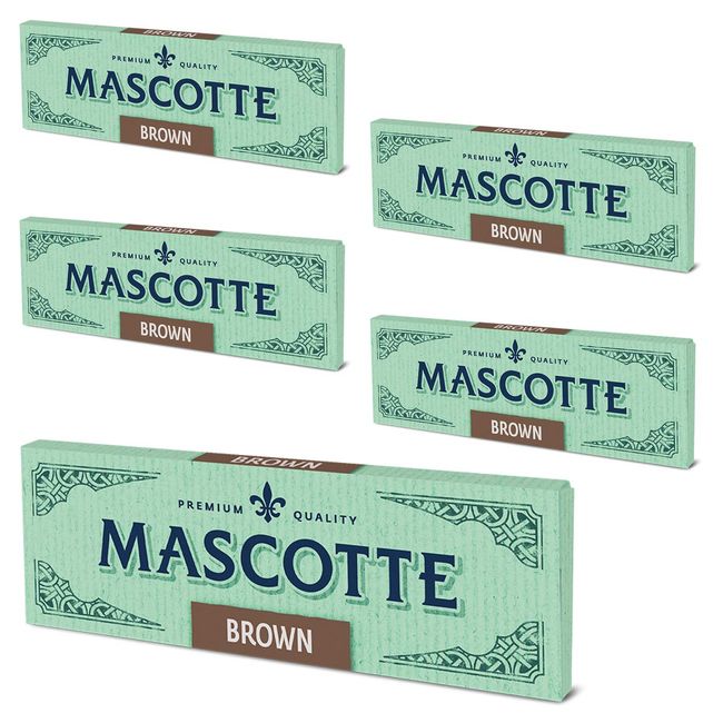 MASCOTTE 7-65001-70 Brown Single Hand Rolled Tobacco Unbleached Paper 50 Sheets Set of 5