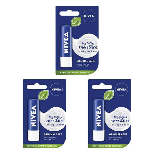 Pack of 3, Nivea Lip Care Balms Original