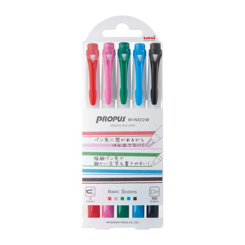 Mitsubishi Pencil PUS103T5C Color Marker, Propus Window, Basic 5 Colors