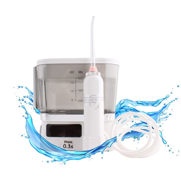 Calma Dragon Professional Dental Irrigator YXY-880, 5 austauschbare Düsen, 10 Druckstufen, 600ml Fassungsvermögen, mit LED-Anzeige zur Mundreinigung, mit kostenloser Aufbewahrungstasche (Weiss)