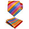 Alizeal Mens 8cm Rainbow Patterned Colorful Tie with Pocket Square Set, Rainbow-1