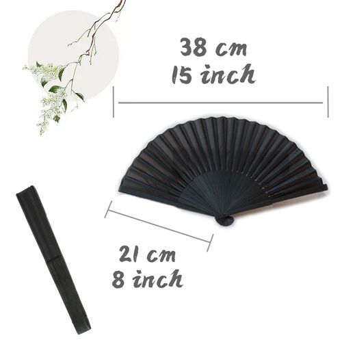 Portable Hand Fan Folding Fan, Black Chinese Style Hand Fan Made of Silk, Traditional Hand Fan for Wedding/Photography/Show/Gift/Decoration, Manual Fan Hand Folding