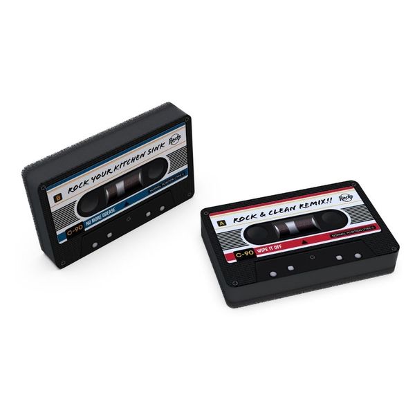 lustige schöner Geschirrschwamm 5 Motive, Küchen Schwamm für Topf Teller Pfannen, Küchenschwamm, Koala, Faultier, Katze, Regenbogen, Kasette (Retro Tape)