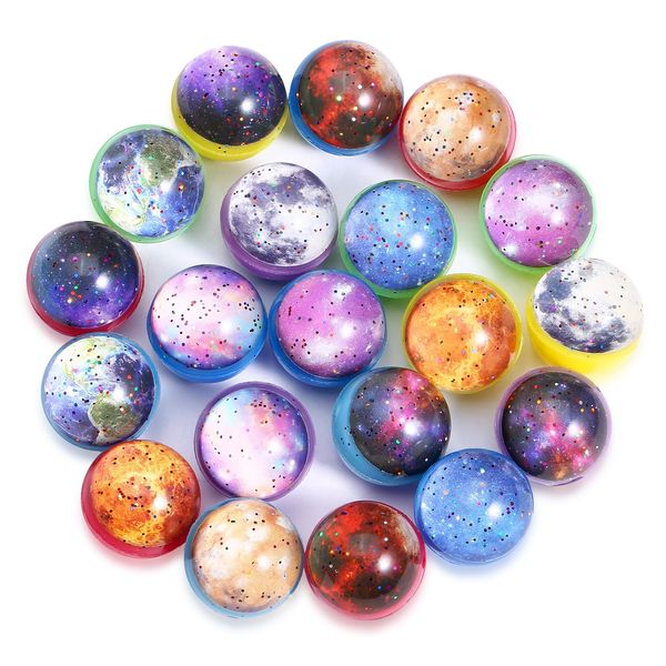 Fontien 20pcs Space Bouncy Balls, Solar System & Planet Bounce Balls, Space Party Favors, Space Ball Toys Party Favors, School Class Game Rewards, Gift Bag Filling (30mm)