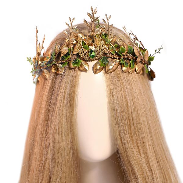 MOSTORY Fairy Flower Headpiece - Handmade Woodland Elf Crown Forest Floral Headband Elven Leaf Tiara for Girls Women Renaissance Halloween Princess Photo Shoot Cosplay