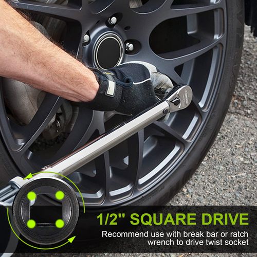 Spurtar 5 Piece Twist Socket Set, Stripped Lug Nut Remover Damaged Rusted Lug Nut Removal Extractor Tool with Drift Punch Bar for Mechanics -17MM,19MM, 21MM, 22MM