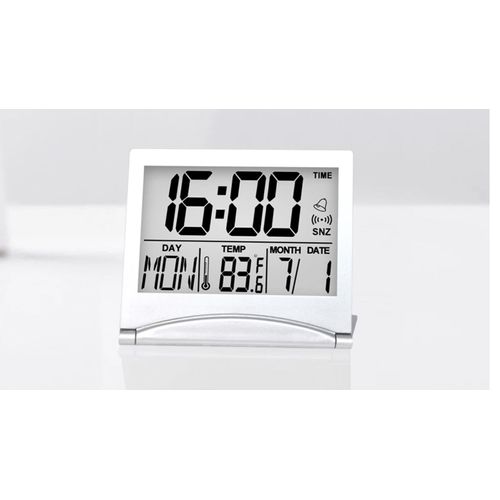 Betus Digital Travel Alarm Clock - Foldable LCD Clock - Compact Desk Clock Black