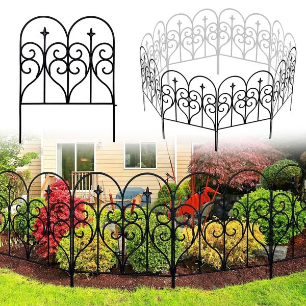 Decorative Garden Fence 32 in (H) x 10 ft (L) Outdoor Rustproof Metal Dog Pet...